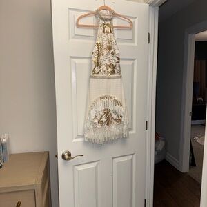 12th Tribe White and Gold Backless Dress